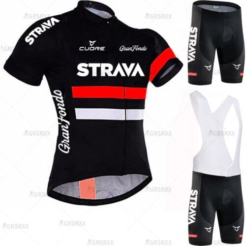 STRAVA Cycling Set Summer Anti-UV MTB Bike Jersey Bicycle Set Bib Shorts Suit Breathable Bicycle Team Racing Clothes Uniform
