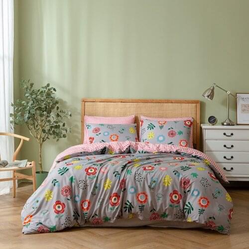 2/3 Pcs Monet Garden Double Bed Linings Bedding Set Various Flowers Plants Quilt Cover Pillowcase Kids Lattice Bed Quilt Cover