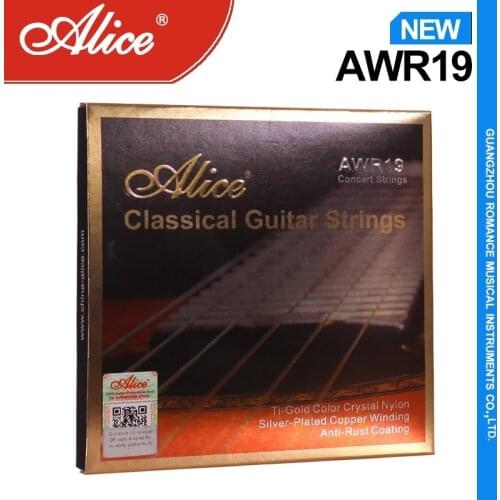 Alice AWR19 Classical Guitar String Set, Ti-Gold Color Crystal Nylon String,Silver Plated Copper Winding, Anti-Rust Coating