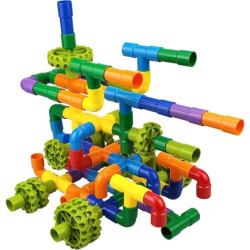 DIY Water Pipe Building Blocks Toys Marble Runs DIY Bricks Tunnel Construction Educational Toys Kids Pipeline Montessori Toys