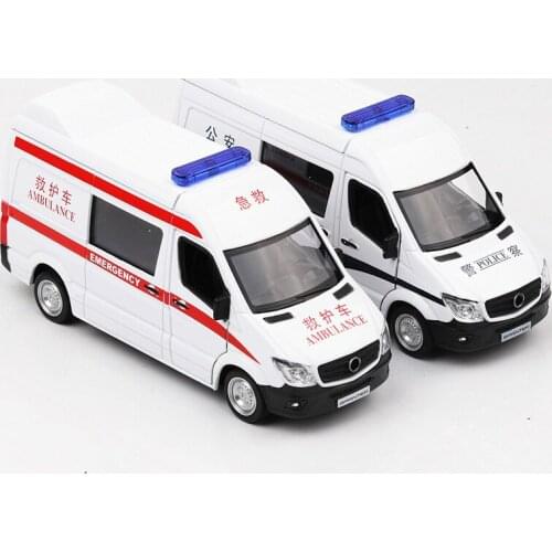 RMZ City 1:36 High Simulation Model Toy Car Metal Metalz Sprinter Police Ambulance Car Alloy Bus Model For Kids Gifts Collection