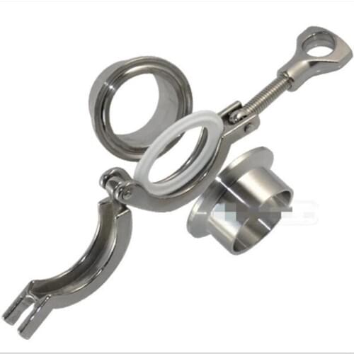 A Set 38mm Pipe O/D Sanitary 1.5" Tri Clamp Weld Ferrule + Tri Clamp + Silicon Gasket 304 Stainless Steel For Homebrew