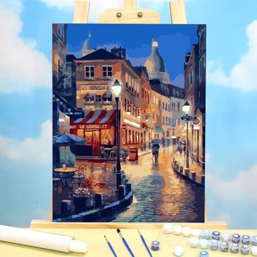 Scenery Street Landscape DIY Painting By Numbers Package Acrylic Paints 50*70 Boards By Numbers Wall Decoration Kids Drawing