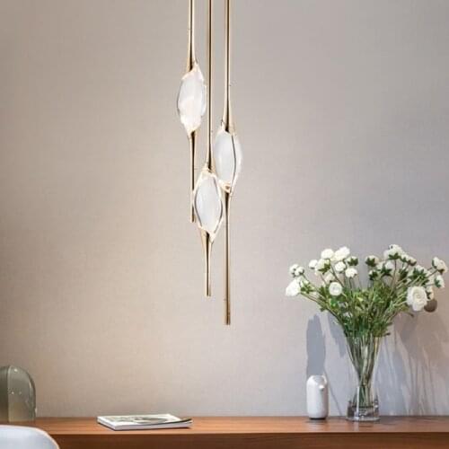 New copper crystal chandelier modern minimalist creative restaurant bar table copper pendent lamp 3 heads