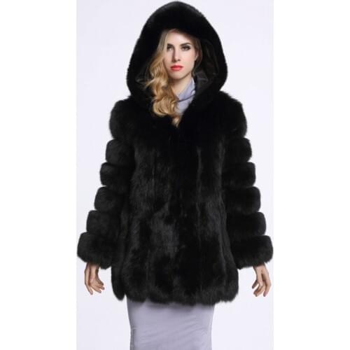 2017 New Faux Fur Coat Womens Thick Warm Fur Coat Outwear Elegant Chic Female Fox fur Overcoat