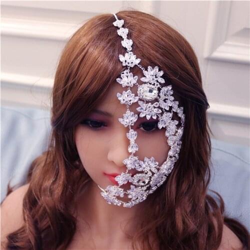 New Fashion Halloween Half Face Mask Rhinestone Jewelry For Women Bling Silver Color Leaf Facemask Crystal Dance Jewelry