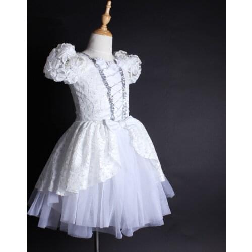New Elegant Kids Snow White Ballet Dress,Stage Performance/Competition Costume,Girls Puff Sleeve One-piece Party Dress Dancewear