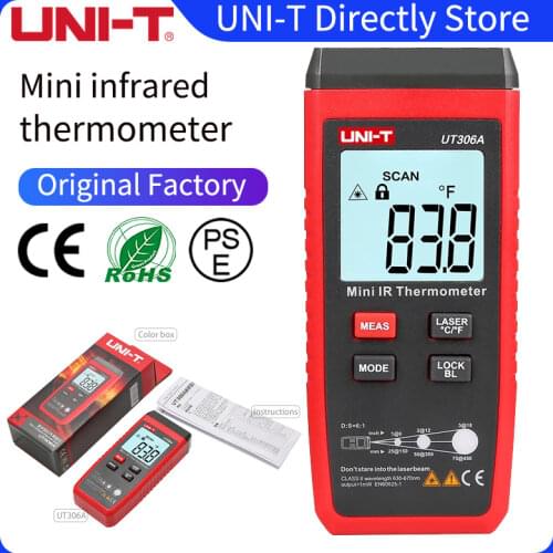 UNI-T UT306A Mini LCD Infrared Thermometer -35~300C -31~572F Red Laser Temperature Meter C/F Pyrometer Original