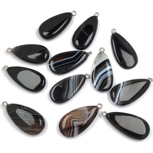Natural Stone Striped agates Pendant Elliptical shape Exquisite Pendants charms for Jewelry making DIY Necklaces Accessories