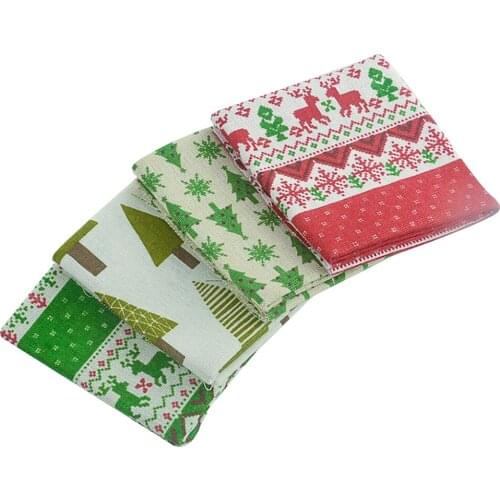 Booksew Cotton Linen Fabric Patchwork Sewing Printed Tree Style Telas Canvas Tissu DIY Curtain Bag 4pcs/lot 45x45cm Tecido