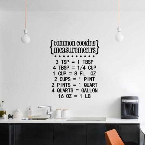Cooking Measurement Guide Vinyl Wall Art Decal Kitchen Sticker For Home Kitchen Decoration Removable A002742