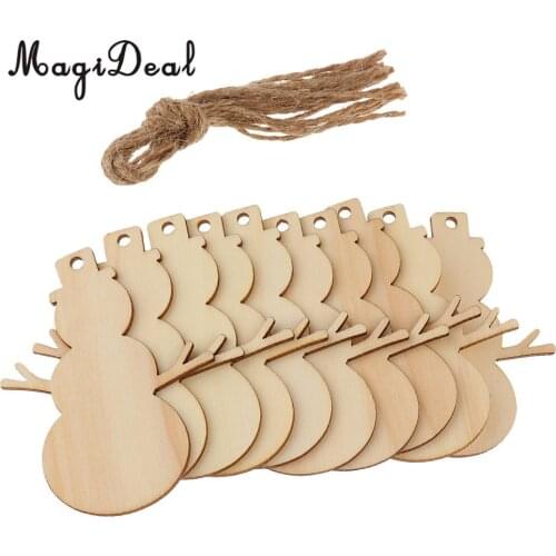 10 Pieces Blank Wood Snowman Gift Tags Cutout Unfinished DIY Craft Christmas Tree Hanging Decoration Ornaments