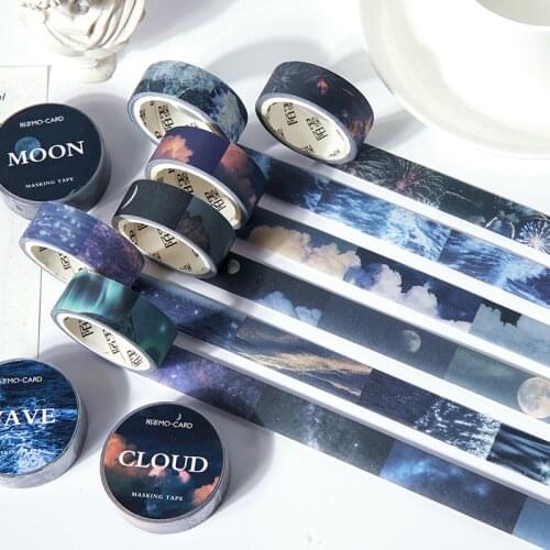 15mm*3m Romantic lens Masking Tapes Ins Style Starry Sky Sea Moon Fireworks Scrapbooking Bullet Journal DIY Decorative Stickers