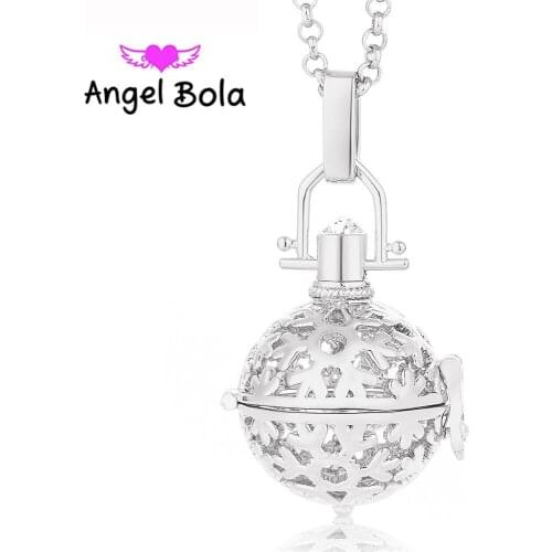 Angel Bola Aromatherapy Snowflake Christmas Pendants Perfume Box Essential Oil Cage Women Necklaces Pendants Jewelry L005