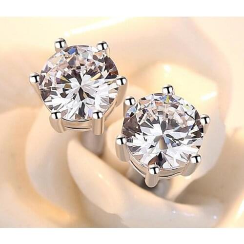 Crystal Earrings Authentic 925 Sterling Silver Stud Earrings For Women Earing Jewelry Silver Earring Single Crystal Earings Gift
