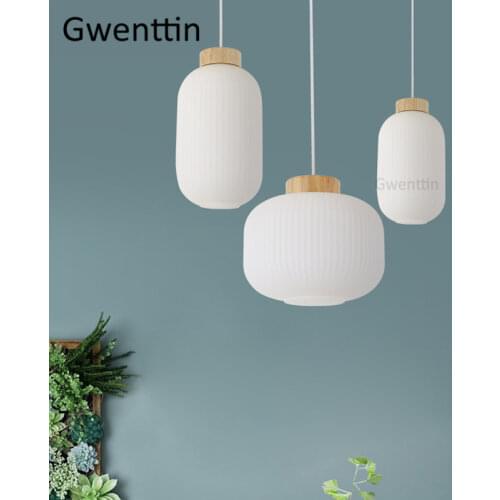 Nordic Wood Glass Pendant Light Modern Industrial Hanging Lamp for Living Room Kitchen Lighting Fixture Home Art Decor Luminaire