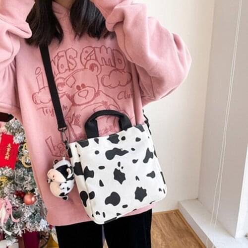 All-match casual personality leopard print cow print student portable messenger bag cute soft girl bag