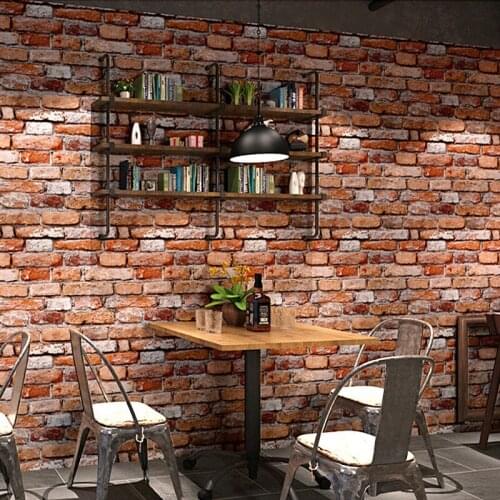 Vintage Nostalgic Old 3D 3D Brick Pattern Brick Brick Wallpaper Bar Coffee Restaurant Industrial Style Loft Wallpaper