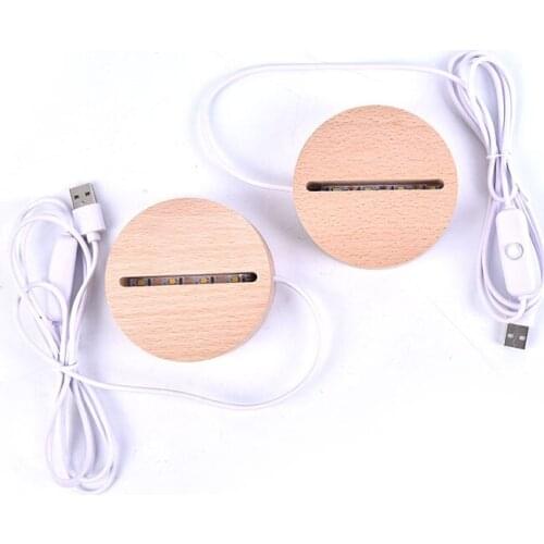 High Quality 3D LED Illusion Night Lights Wood Lamp Base Night Lamp Table Lamp Home Decorative USB Light Base 1pcs New