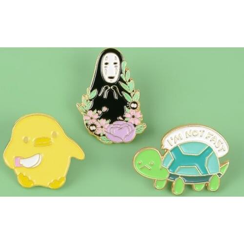 Funny Cute Cartoon Faceless Man Brooch Chick Tortoise Enamel Pins Broches for Men Women Badge Pines Brooches Jewelry Accessories