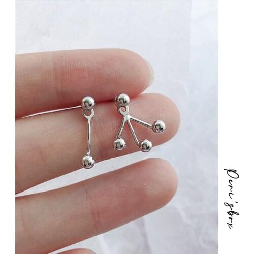 Perisbox 925 Sterling Silver Ball Earjacket Earrings for Women Dainty Tiny Ball Stud Earrings Minimal Front Back Earrings Gifts