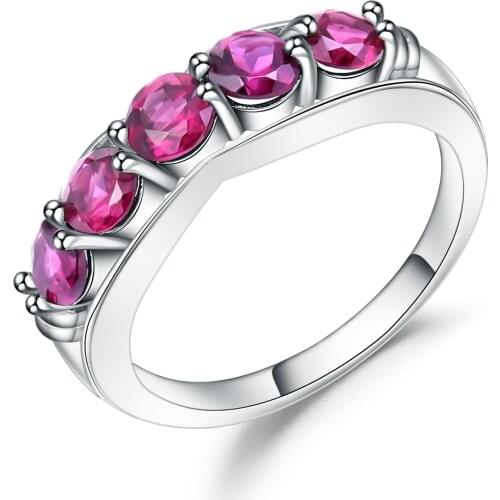 GEMS BALLET 1.84Ct Natural Rhodolite Garnet Ring Solid 925 Sterling Sliver Wedding Band Rings For Women Wedding Fine Jewelry