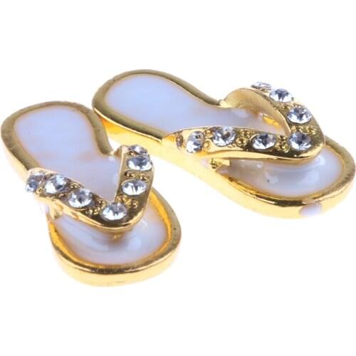 1:12 Dollhouse Miniature Fashion White Metal Slippers Shoes Accessory Decor