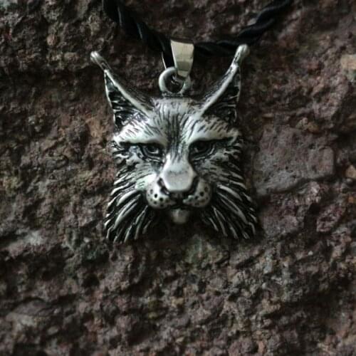 1pcs wholesale viking animal LYNX pendant men necklace Lynx head wild cat wilderness native beast animal jewelry