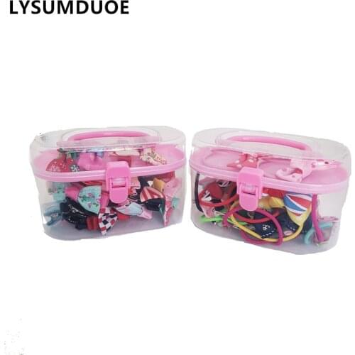 20Pcs/Set Flower Hair Clip Ribbon Bows Elastic Hair Band Cartoon Box Set Hairpin Xmas Gift Scrunchy New Girls Hair Accessories