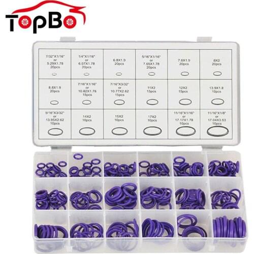 270Pcs 18 Sizes Rubber Air Conditioning O Rings Car Interior Auto Repair Tools Refrigerant Ring Sets With Plastic Box Kit Set