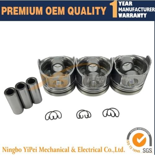 3 Set New Piston Set STD 78mm for Kubota D1105