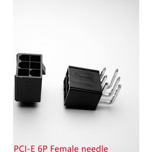30PCS/1LOT 4.2mm black 6P female socket Straight/Curved needle for PC computer ATX graphics card GPU PCI-E PCIe Power connector