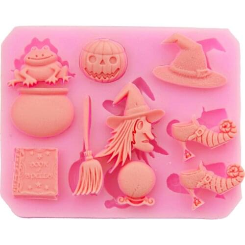 3D Pumpkin Broom Witch Shape Silicone Mold Candy Chocolate Fondant Cake Baking DIY Halloween Decoration Kitchen Decorating Tool