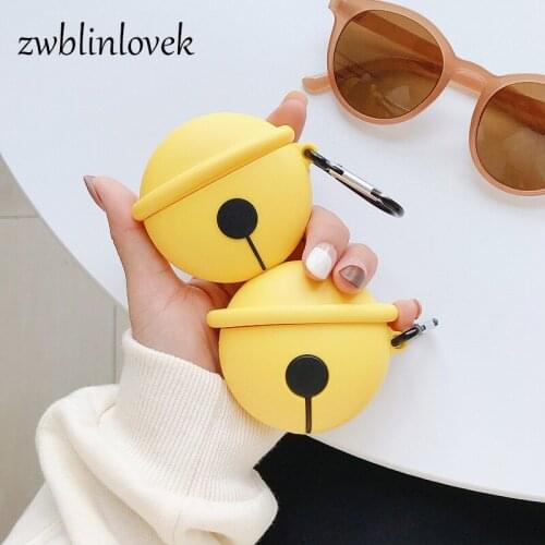 3D Cute Small Bell Keychain Silicone Cover For Apple Airpods Case Bluetooth Earphone Protective Cover Keyring For Women