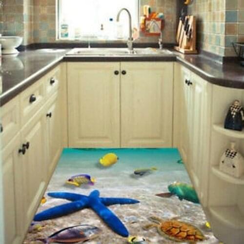 3D Sea Turtle Starfish Fish Landscape DIY Wall Sticker Home Floor Room Art Hot