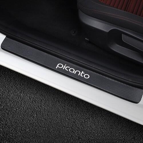 4PCS Car Door Sill Scuff Plate Stickers For Kia Picanto Anti Scratch Protector Auto Carbon Fiber Decals Car Tuning Accessories