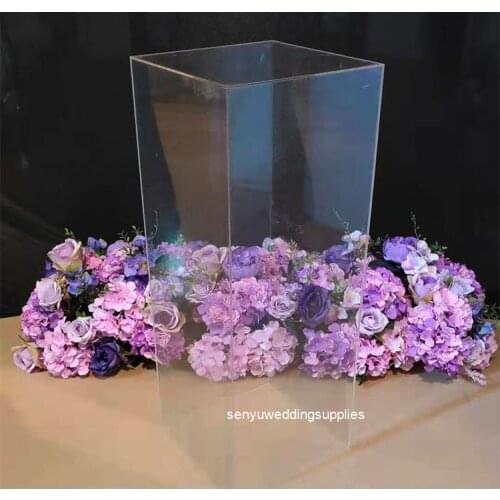 4pcs/set) Wholesale Custom clear Acrylic square Plinth stand for wedding stage Backdrop decoration senyu1561