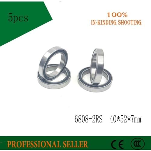 5PCS 6808-2RS 6808RS 61808RS Bearing ABEC-1 40x52x7 mm Thin Section 6808 2RS Ball Bearings
