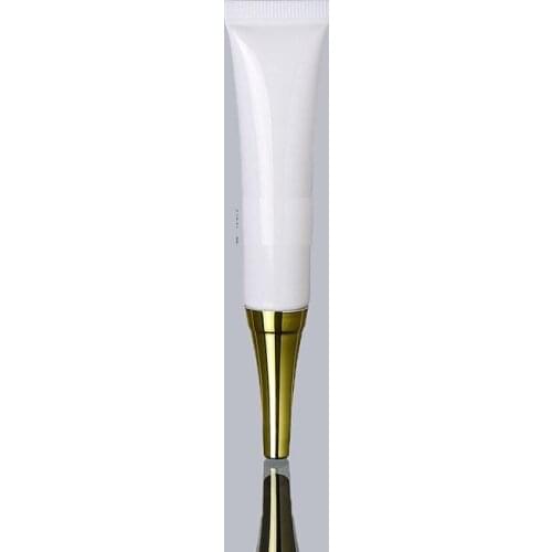 50PCS 15ml White Empty Plastic Soft Tube Eye Cream Gel Packaging Soft Tube Cosmetic Soft Tube Packaging Silver Gold Lid Cap