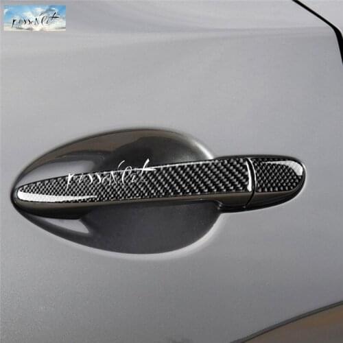 8x Black Carbon Fiber Door Handle Trim Cover for Mazda CX-5 2017-2018 Car Styling Accessories Stickers