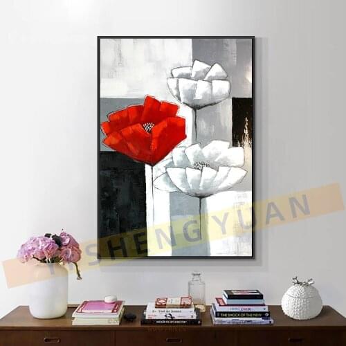 Flowers Abstract Oil Painting Modern Hand-painted Wall Art Living Room Picture Home Decoration Painting No Framed