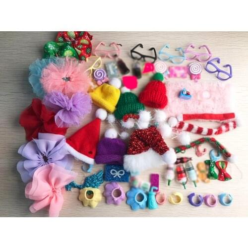 Pet shop Accessories Lot 20 Random accessories Blanket skirt drink scarf Christmas hat glasses Girls Boys Gift