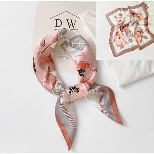Aurdolf 2020 new stripe scarves flowers women hair novelty silk square foulard ladys neck hair scarf printed fashion girl scarf