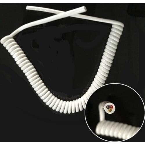 White Spring Cable Copper Core Black Spiral Wire 3x1.5 Square Tpu Telescopic Spiral Power Cord Connect Strech Electric Wire