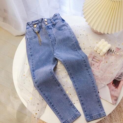 Hot selling kids denim pants 2021 spring autumn new thin jeans children soft cowboy pants baby girl trousers jeans wz23