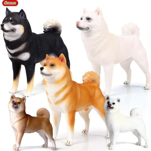 Oenux 5PCS Classic Lovely Japan Shiba Inu Animal Model Kawaii Big Pet Dog Action Figures PVC Cute Collection Toy For Kids Gift