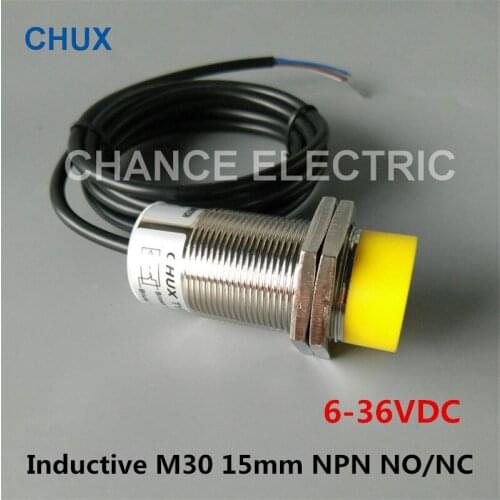 Inductive Proximity Sensors Switch NPN M30 NO/NC DC6-36V 3wires Cylinder type Sensing Detect Distance 15mm Motion Sensor