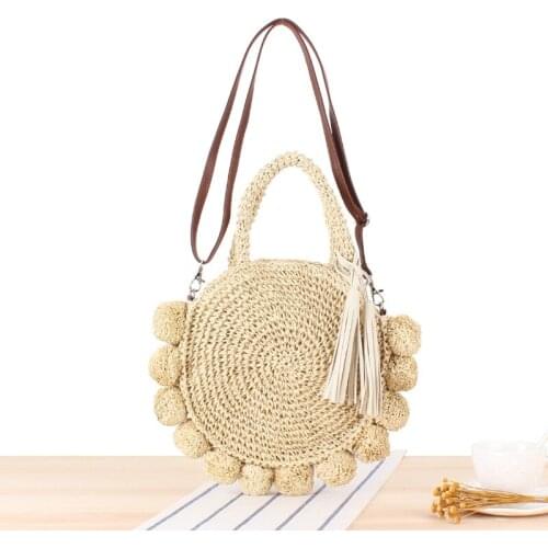 Ins new vacation beach woven bag round ball portable cross-body versatile straw bag