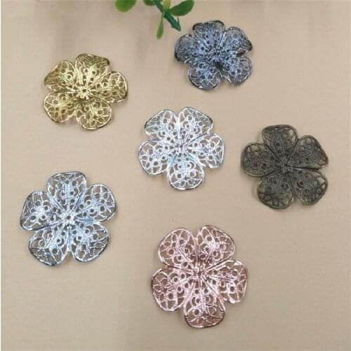 JXMYLAI 25mm Raw Brass Antique Bronze Filigree Flowers Fashion Copper Hollow Out Flowers Connectors Findings For Jewelry Making