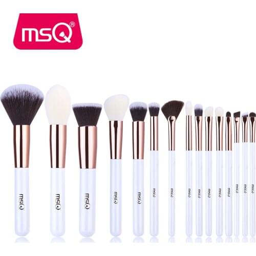 MSQ 15pcs Face Makeup Brushes Professional White/Rose Gold Synthetic Hair Powder Foundation Eyeshadow Brush Cosmetics Makeup Set
